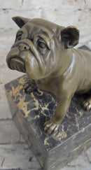 15 LBS English Bulldog Bronze Sculpture Marble Base