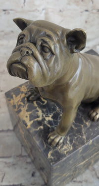 15 LBS English Bulldog Bronze Sculpture Marble Base