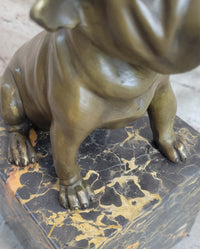 15 LBS English Bulldog Bronze Sculpture Marble Base