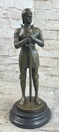Medieval European Knight Heavy Armor Bronze 14" x 5" Sculpture