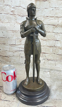 Medieval European Knight Heavy Armor Bronze 14" x 5" Sculpture