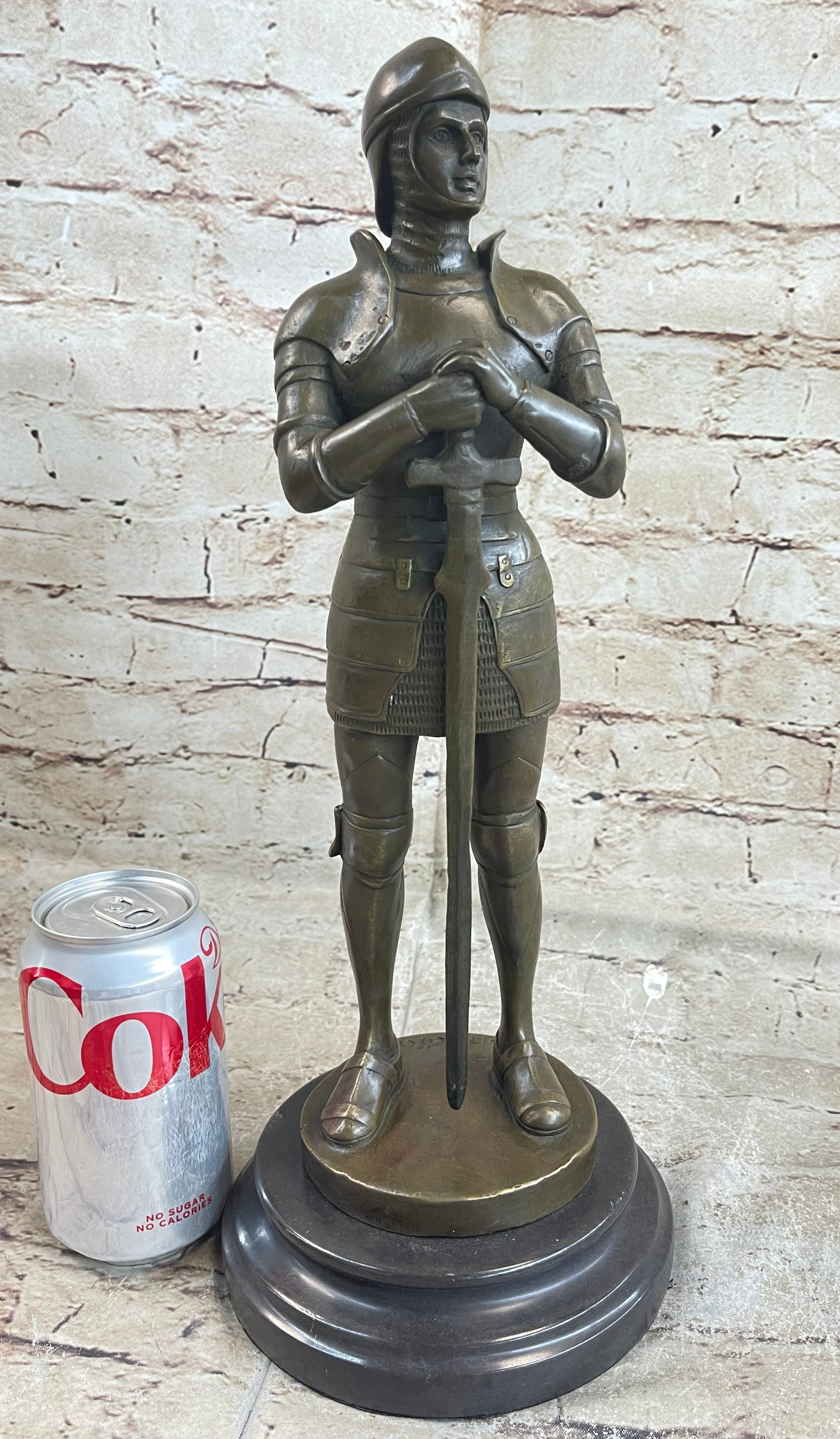 Medieval European Knight Heavy Armor Bronze 14" x 5" Sculpture