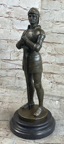 Medieval European Knight Heavy Armor Bronze 14" x 5" Sculpture
