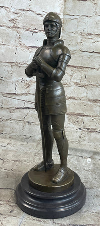 Medieval European Knight Heavy Armor Bronze 14" x 5" Sculpture