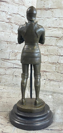 Medieval European Knight Heavy Armor Bronze 14" x 5" Sculpture