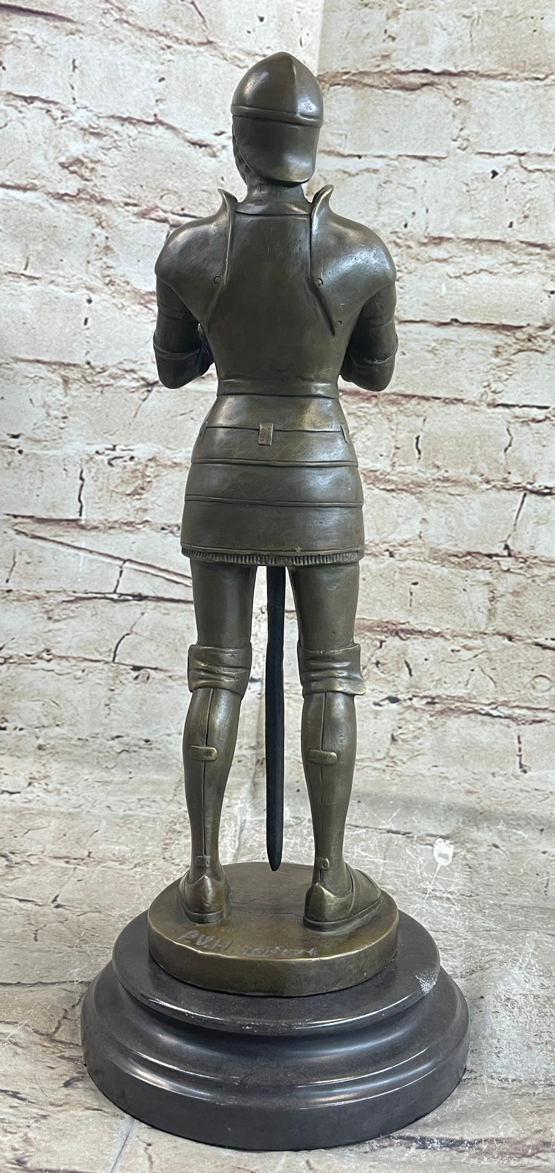Medieval European Knight Heavy Armor Bronze 14" x 5" Sculpture