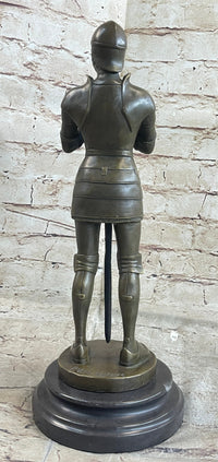 Medieval European Knight Heavy Armor Bronze 14" x 5" Sculpture