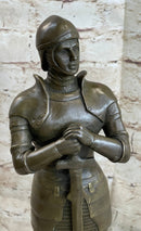 Medieval European Knight Heavy Armor Bronze 14" x 5" Sculpture