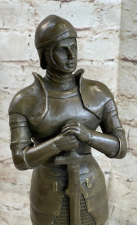 Medieval European Knight Heavy Armor Bronze 14" x 5" Sculpture