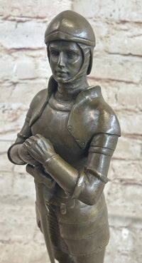 Medieval European Knight Heavy Armor Bronze 14" x 5" Sculpture