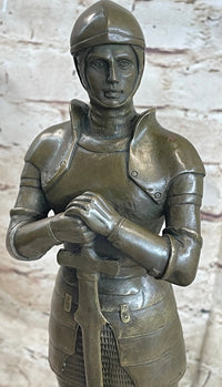Medieval European Knight Heavy Armor Bronze 14" x 5" Sculpture