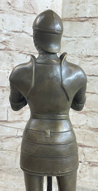 Medieval European Knight Heavy Armor Bronze 14" x 5" Sculpture