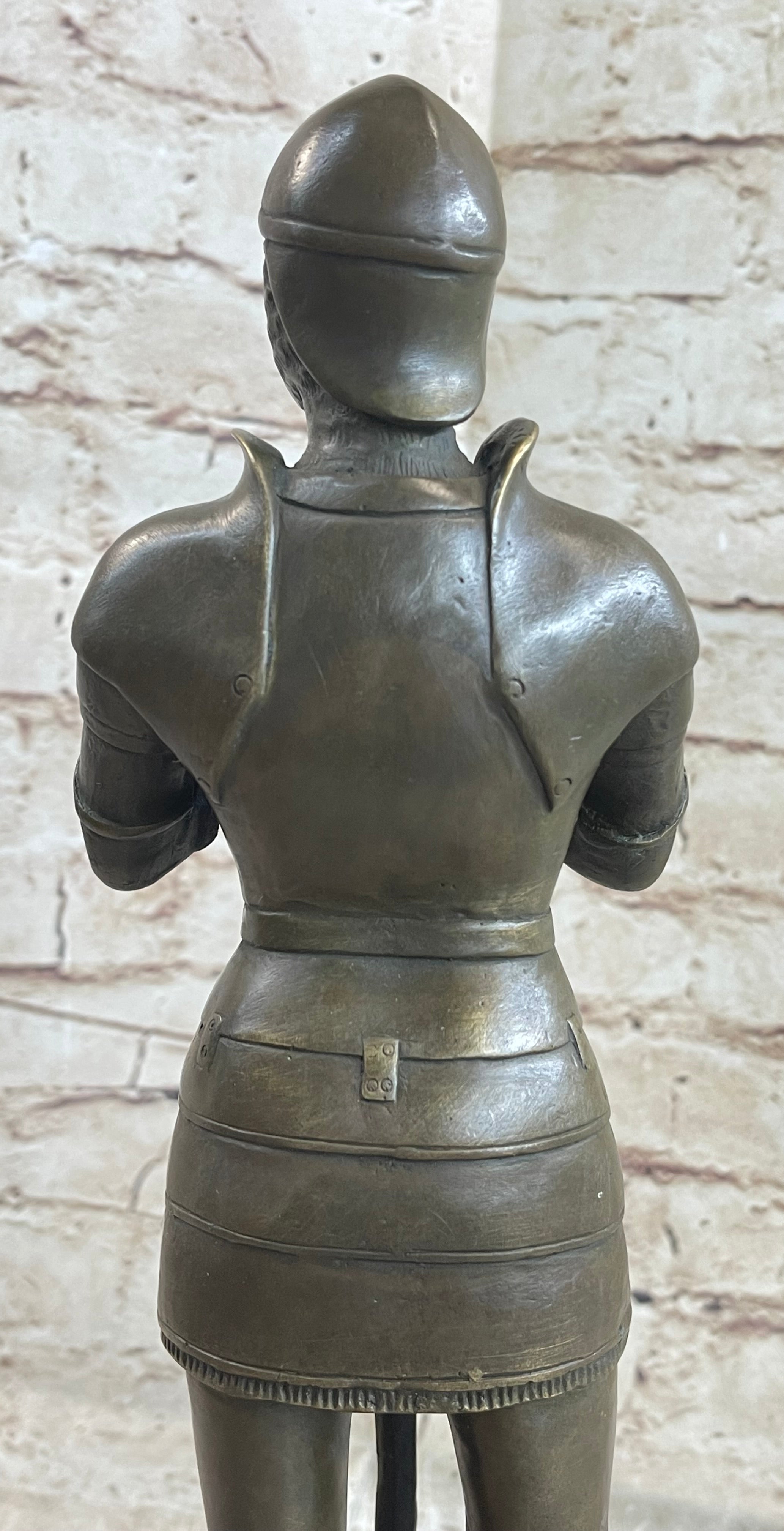 Medieval European Knight Heavy Armor Bronze 14" x 5" Sculpture