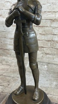 Medieval European Knight Heavy Armor Bronze 14" x 5" Sculpture