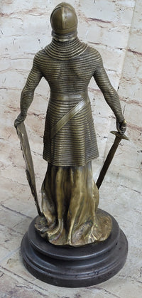 Crusader Knight Templar Bronze Sculpture on Marble Base