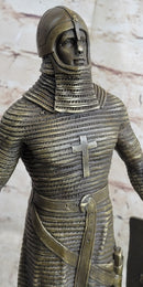 Crusader Knight Templar Bronze Sculpture on Marble Base