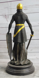 Medieval Templar Knight Crusader Bronze Sculpture Marble Base