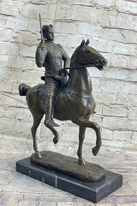 Medieval European Warrior King Arthur on Horseback Bronze 16" x 10"