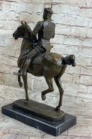 Medieval European Warrior King Arthur on Horseback Bronze 16" x 10"