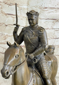 Medieval European Warrior King Arthur on Horseback Bronze 16" x 10"