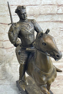 Medieval European Warrior King Arthur on Horseback Bronze 16" x 10"