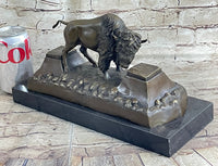 Large American Buffalo Bison Bronze Sculpture by Russell