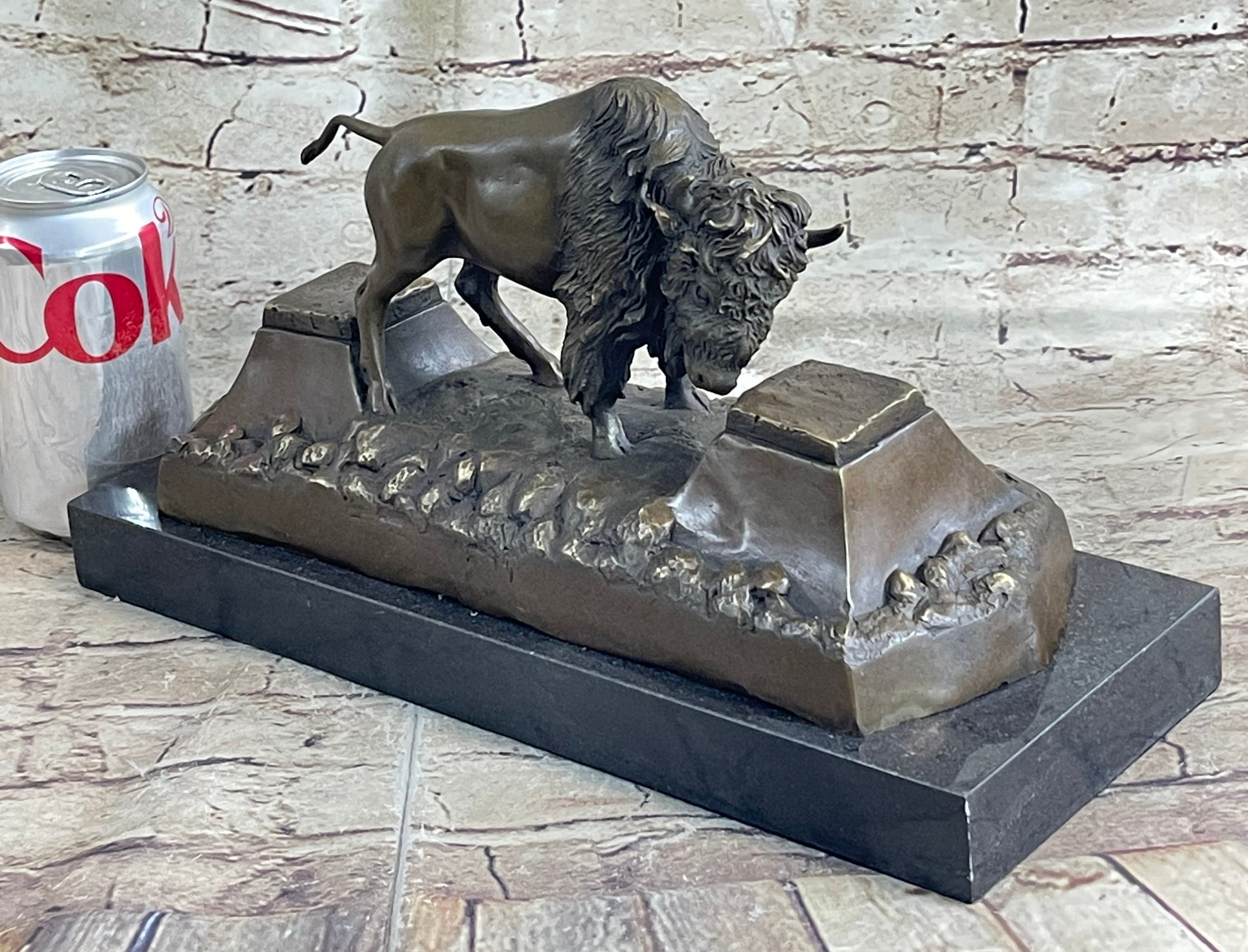 Large American Buffalo Bison Bronze Sculpture by Russell