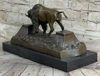 Large American Buffalo Bison Bronze Sculpture by Russell