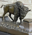 Large American Buffalo Bison Bronze Sculpture by Russell