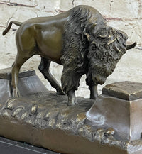 Large American Buffalo Bison Bronze Sculpture by Russell
