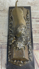 Bronze American Bison Sculpture on Marble Base C. Russell