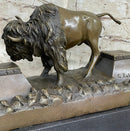 Large American Buffalo Bison Bronze Sculpture by Russell