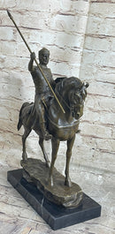 Bronze Sculpture Brave Medieval Knight Warrior Art Deco