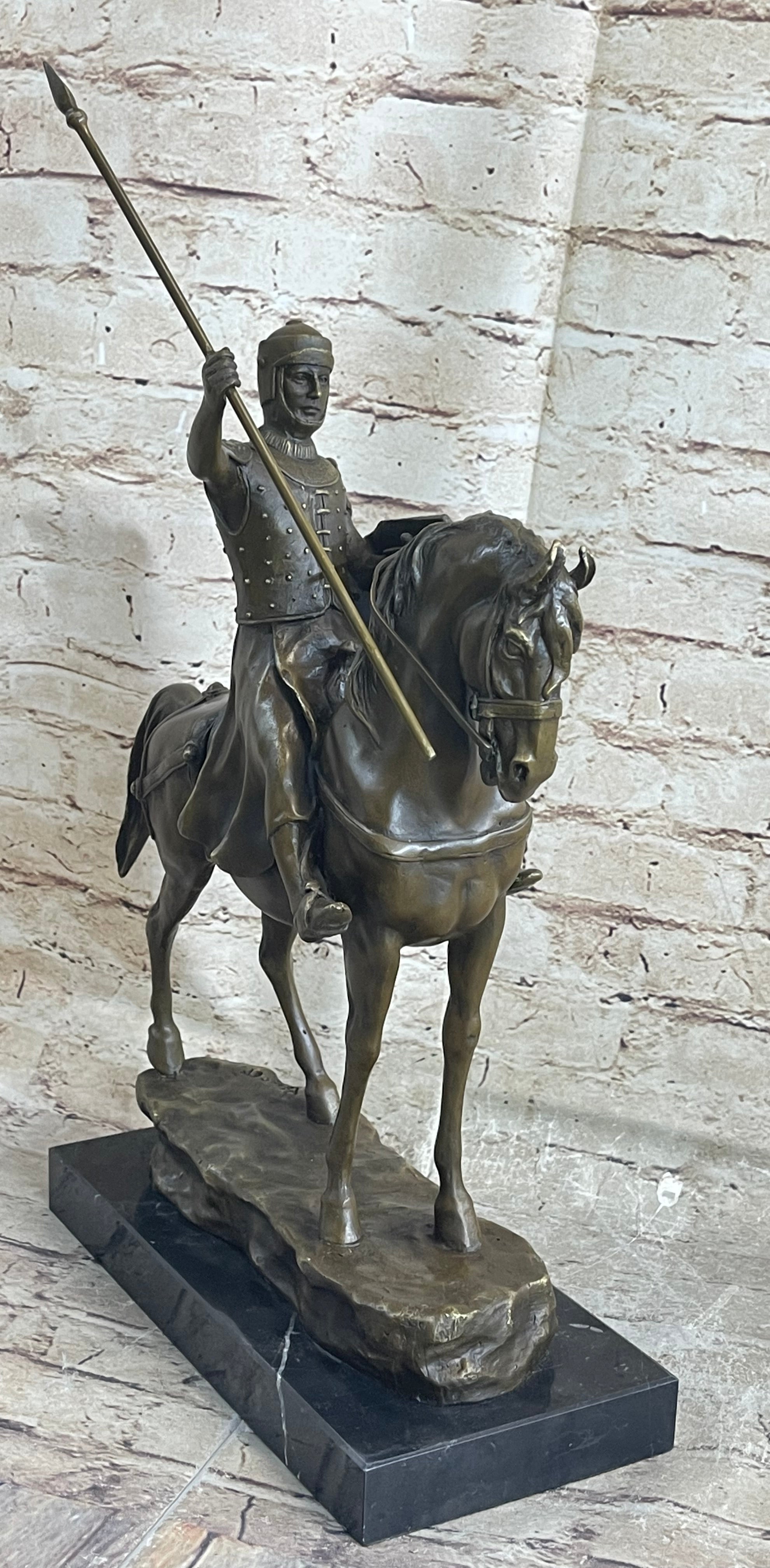 Bronze Sculpture Brave Medieval Knight Warrior Art Deco