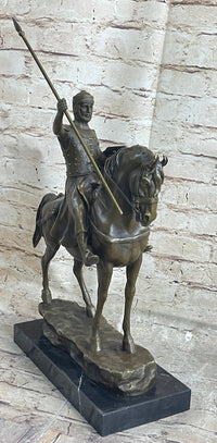 Bronze Sculpture Brave Medieval Knight Warrior Art Deco