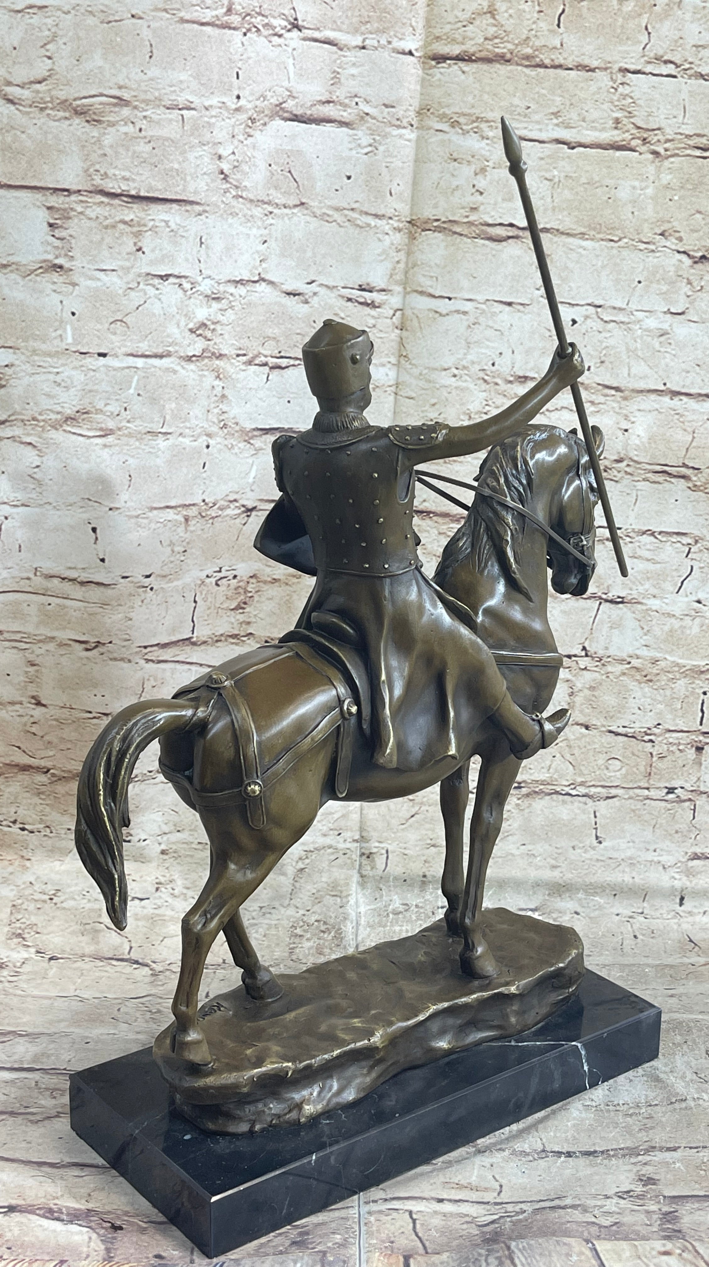 Bronze Sculpture Brave Medieval Knight Warrior Art Deco