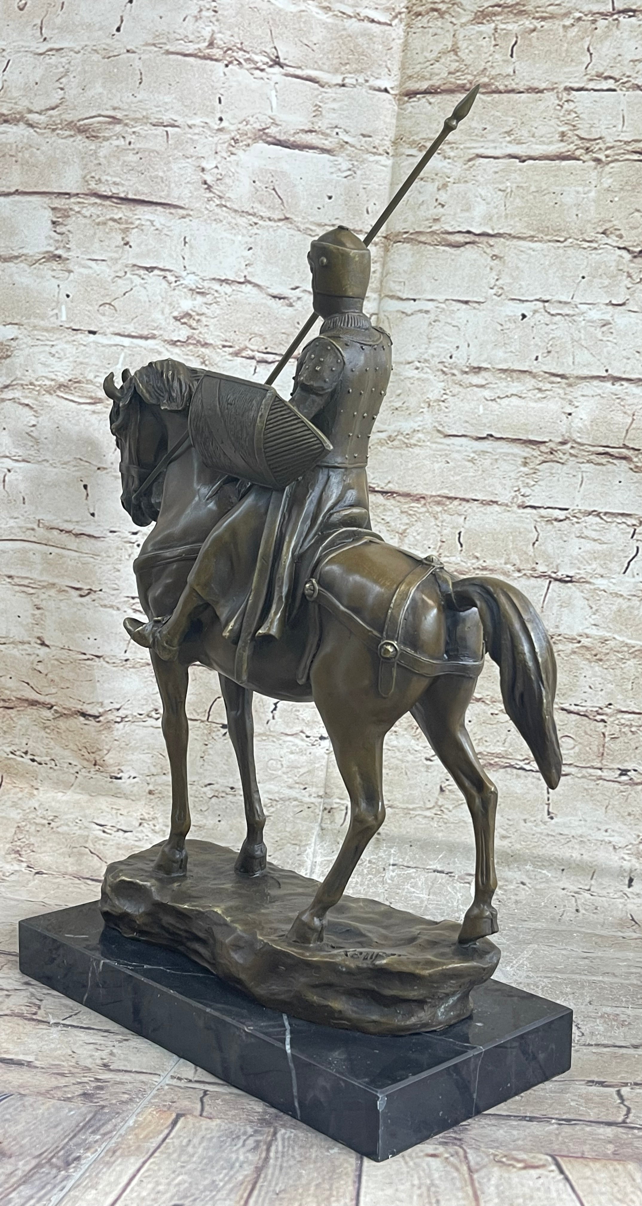 Bronze Sculpture Brave Medieval Knight Warrior Art Deco