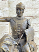Bronze Sculpture Brave Medieval Knight Warrior Art Deco