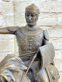 Bronze Sculpture Brave Medieval Knight Warrior Art Deco