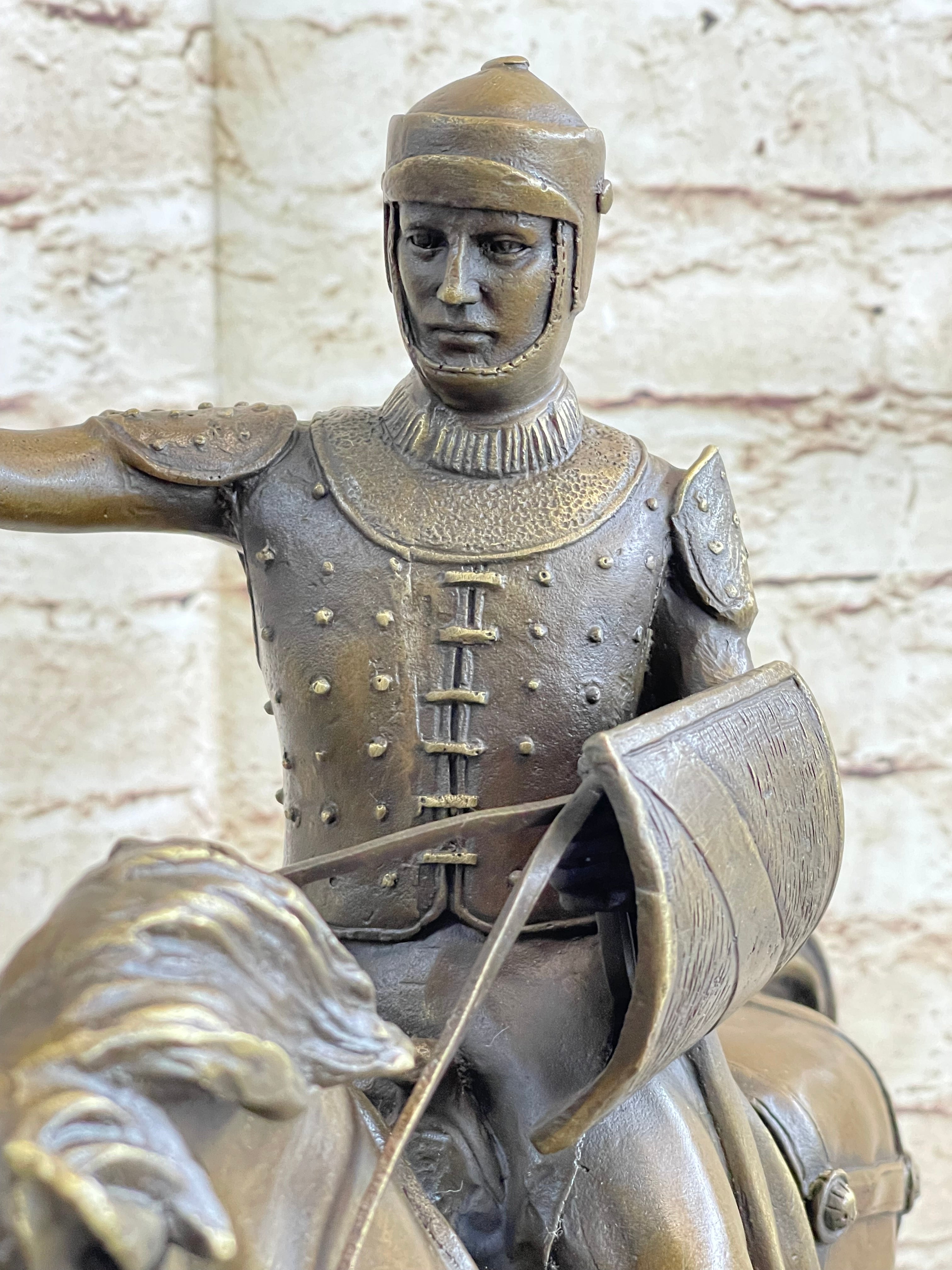 Bronze Sculpture Brave Medieval Knight Warrior Art Deco