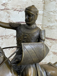 Bronze Sculpture Brave Medieval Knight Warrior Art Deco