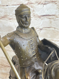 Bronze Sculpture Brave Medieval Knight Warrior Art Deco