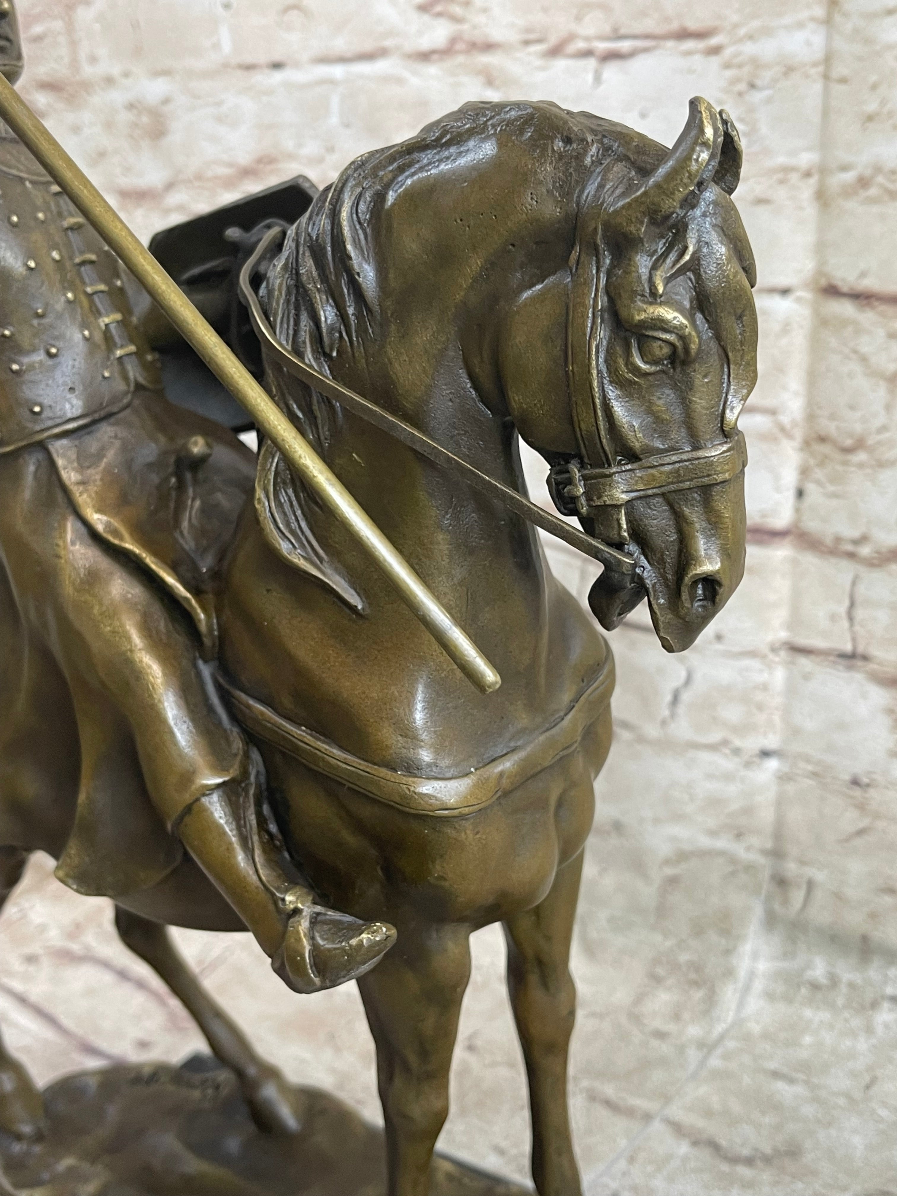 Bronze Sculpture Brave Medieval Knight Warrior Art Deco