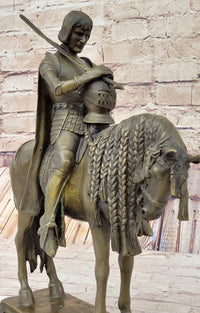 King Arthur Knight in Armor on Horseback Bronze 15" x 12"