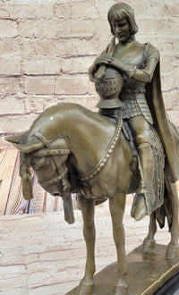 King Arthur Knight in Armor on Horseback Bronze 15" x 12"