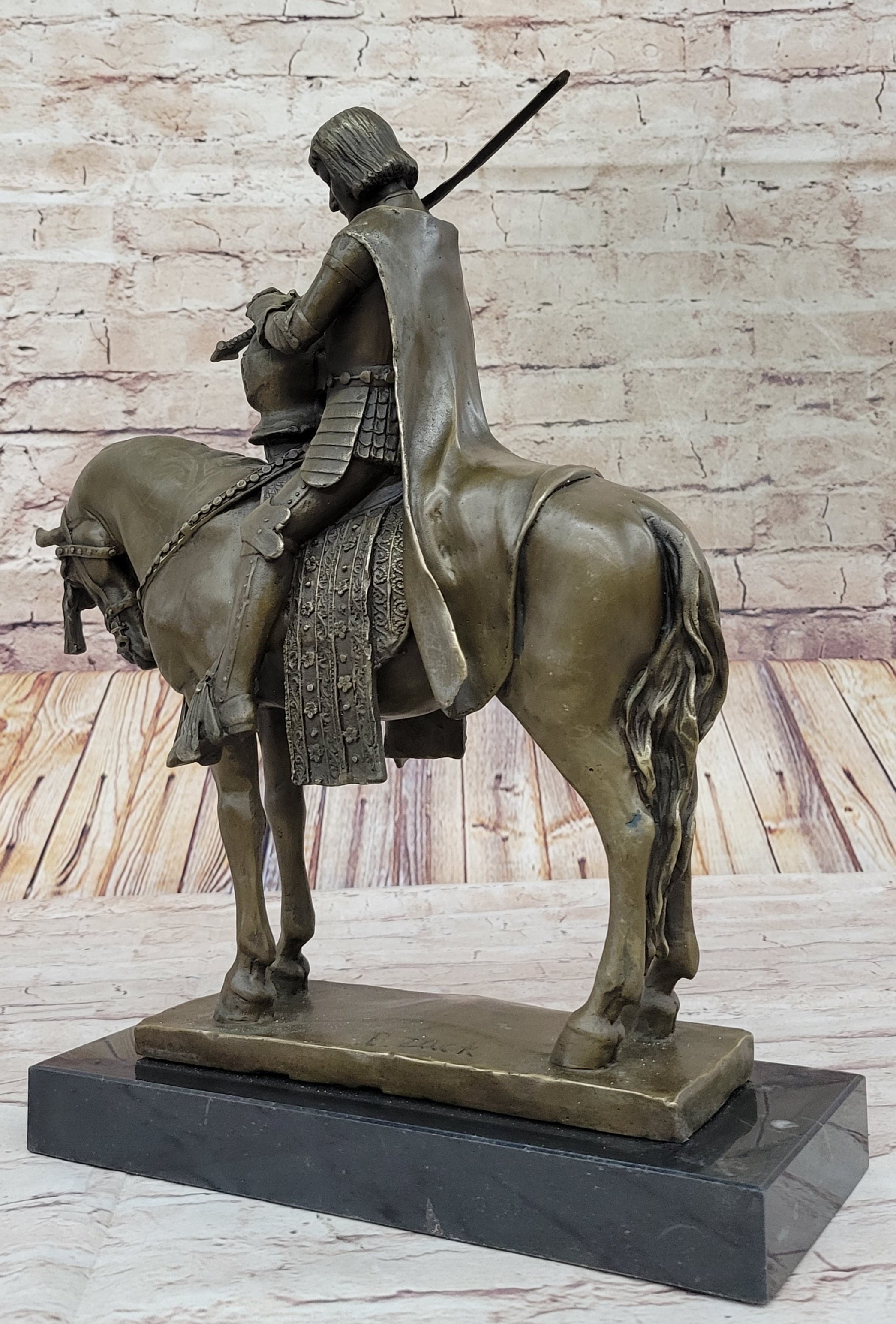 King Arthur Knight in Armor on Horseback Bronze 15" x 12"
