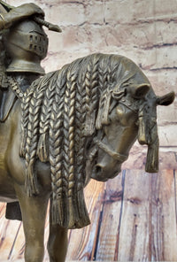 King Arthur Knight in Armor on Horseback Bronze 15" x 12"