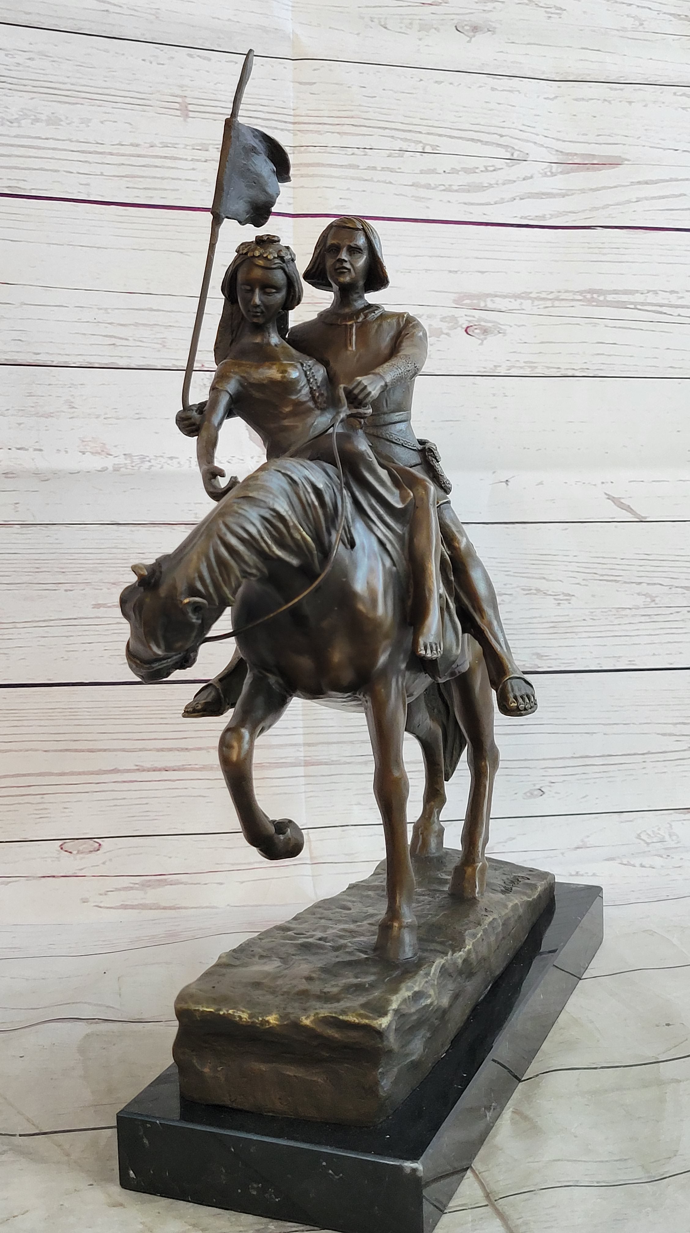 Bronze Figure of Couple on Horseback by Julius Schmidt-Felling