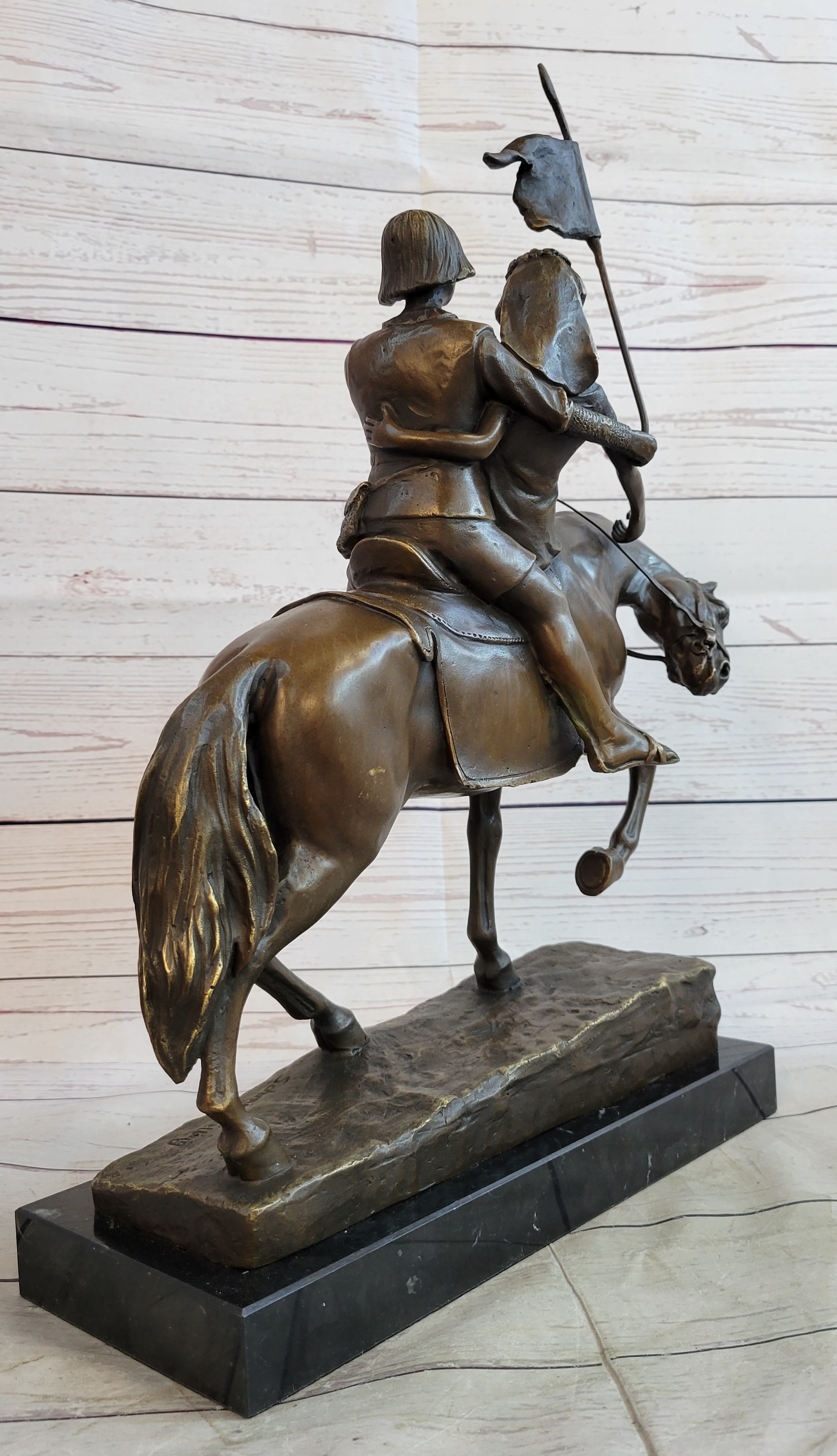 Bronze Figure of Couple on Horseback by Julius Schmidt-Felling