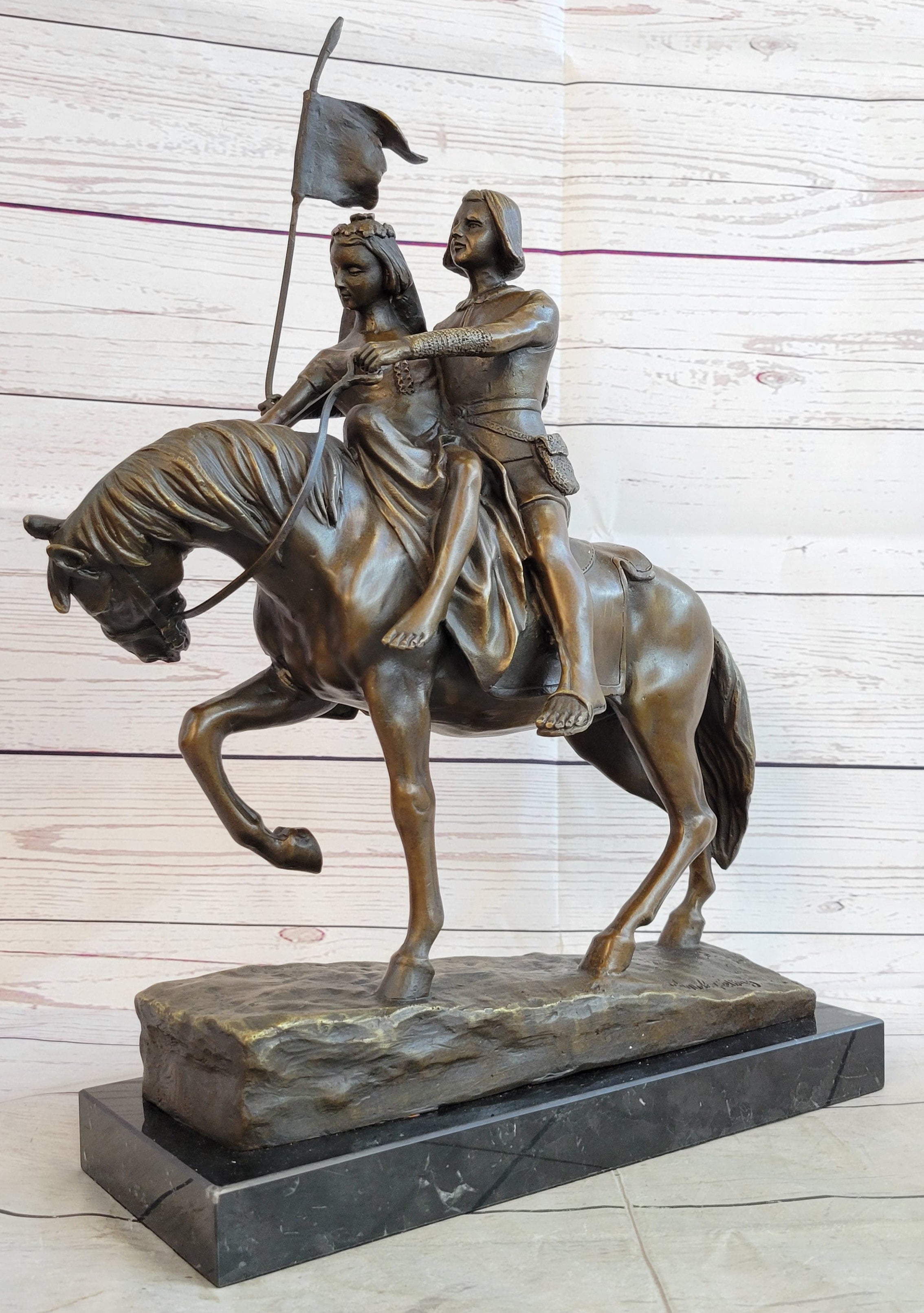 Bronze Figure of Couple on Horseback by Julius Schmidt-Felling